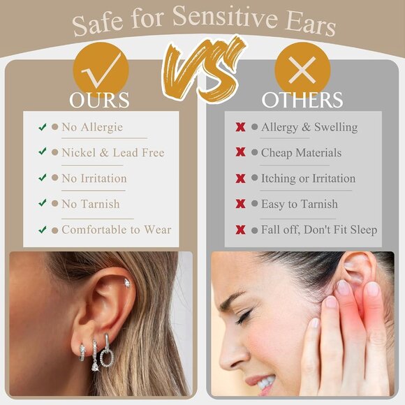 Hypoallergenic Women's Silver Earring Collection - 4 Pairs in Stylish Designs - Picture 5 of 6